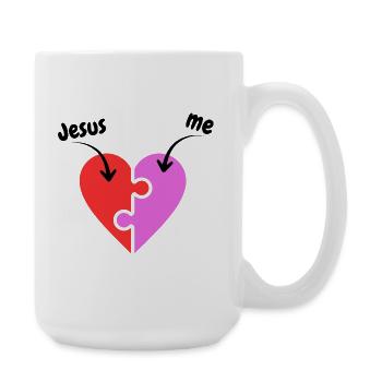 Jesus & me - Heart - Puzzle - Christian - Large Mug 440 ml - white - Right