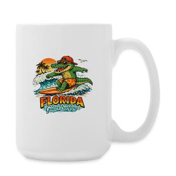 Surfing alligator in Florida - Large Mug 440 ml - white - Right