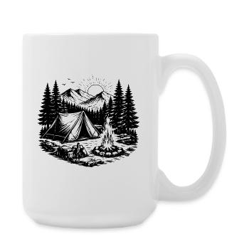 Camping Zelt Wald Outdoor - Große Tasse 440 ml - Weiß - Rechts