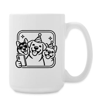 Party Dogs Selfie Dogs Line Art Minimalist - Large Mug 440 ml - white - Right