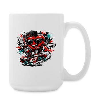 Sechs Sieben 6 7 Valentinstag Liebesgeschenk Herz - Große Tasse 440 ml - Weiß - Rechts