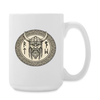 Wikinger Viking Legende Seemann Odin Rabe Kämpfer - Große Tasse 440 ml - Weiß - Rechts
