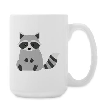 Cute sitting raccoon minimalist style - Large Mug 440 ml - white - Right