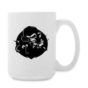 Monkey with Rifle - Large Mug 440 ml - white - Right