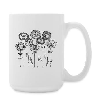 Blumen - Große Tasse 440 ml - Weiß - Rechts