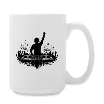 Cool DJ motif with music vibes - Large Mug 440 ml - white - Right