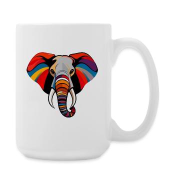 Bunter Elefantenkopf Kunst Pop Art Elefant Motiv - Große Tasse 440 ml - Weiß - Rechts