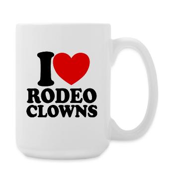 Ich liebe Rodeo-Clowns, Red Heart Rodeo-Clowns - Große Tasse 440 ml - Weiß - Rechts