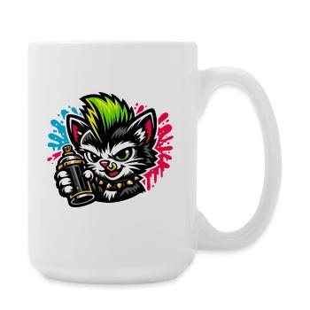 Graffiti Cat Spray Dot - Large Mug 440 ml - white - Right