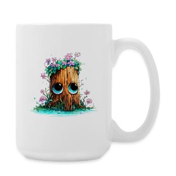 Waldstumpf mit Blütenaugen - Große Tasse 440 ml - Weiß - Rechts