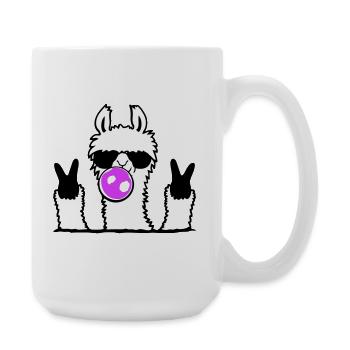 Lunettes de soleil chewing-gum lama Signe de paix Cool mignon - Grande tasse 440 ml - blanc - Droite