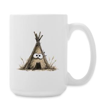 Funny teepee tent with eyes - Large Mug 440 ml - white - Right