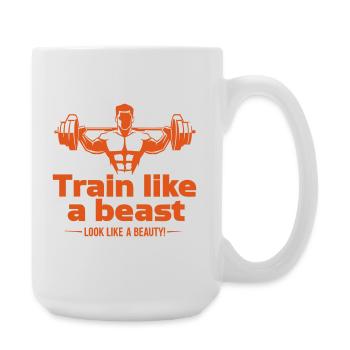 Train like a beast - look like a beauty - Large Mug 440 ml - white - Right