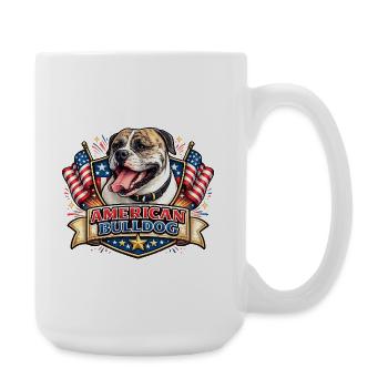 Amerikanischer Bulldog Flaggen-Emblem - Große Tasse 440 ml - Weiß - Rechts