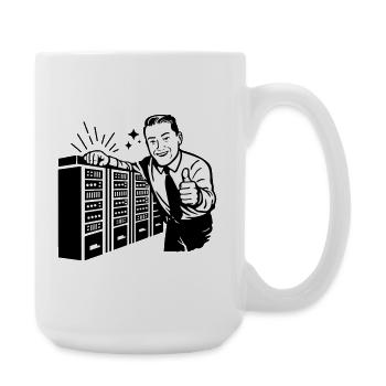 Retro IT Admin Smiling – Vintage Tech Support - Large Mug 440 ml - white - Right