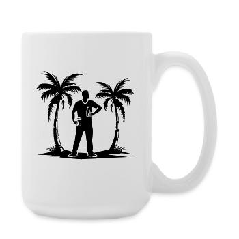 Holiday Palm Trees Beach Silhouette - Large Mug 440 ml - white - Right