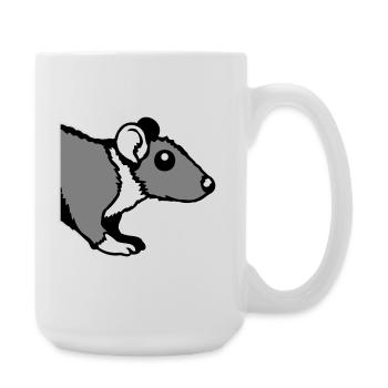 Ratte Vorderseite Halb Neugierig Lustig Nagetier - Große Tasse 440 ml - Weiß - Rechts