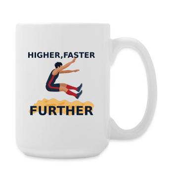 Plus haut, plus vite, plus loin – saut en longueur - Grande tasse 440 ml - blanc - Droite