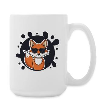 Chic fox sunglasses on black - Large Mug 440 ml - white - Right