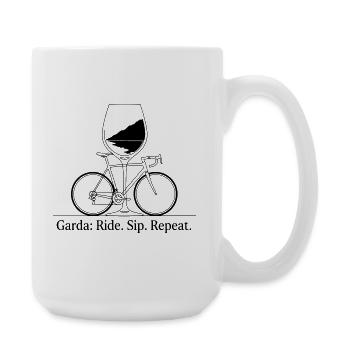 Garda: Ride Sip Repeat Bike & Wine Art - Large Mug 440 ml - white - Right