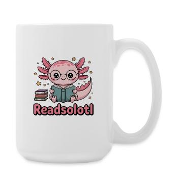 Süßes Axolotl mit Brille  Readsolotl Buchliebhaber - Große Tasse 440 ml - Weiß - Rechts