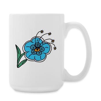 Hand Drawn Blue Flower Kids Child - Large Mug 440 ml - white - Right
