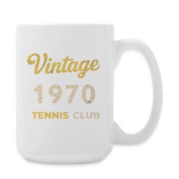 Cadeau d’anniversaire rétro vintage du club de tennis des années 1970 - Grande tasse 440 ml - blanc - Droite