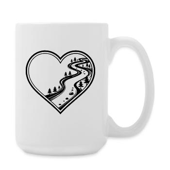 Personalisiebares Herz mit Wald-, Wanderpfad - Große Tasse 440 ml - Weiß - Rechts