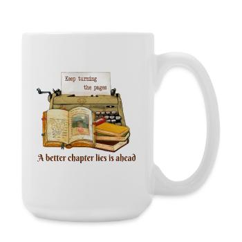 Keep Turning The Pages  - Large Mug 440 ml - white - Right