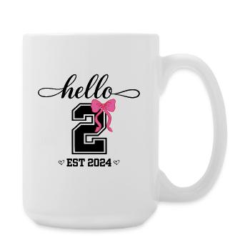 Bonjour 2 Est 2024 Pink Bow Design - Grande tasse 440 ml - blanc - Droite