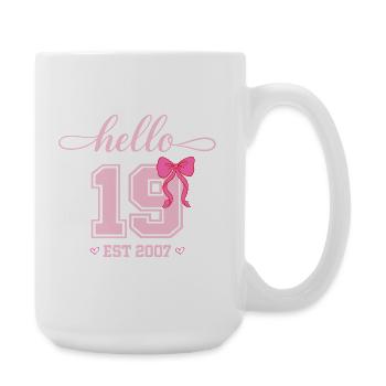 Bonjour 19 Est 2007 Designer pour l’anniversaire des femmes - Grande tasse 440 ml - blanc - Droite