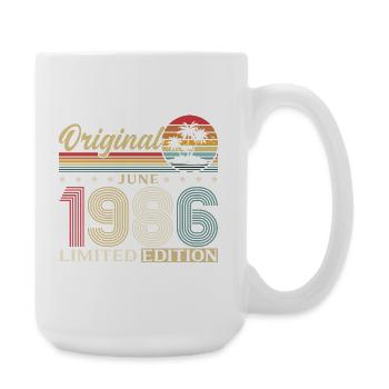 40. Geburtstag Geschenk Vintage Juni Jahrgang 1986 - Große Tasse 440 ml - Weiß - Rechts