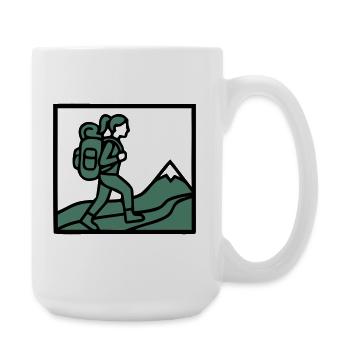 Hiker Backpack Mountains Hiking Women Wanderlust - Large Mug 440 ml - white - Right