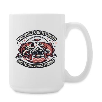 Voices in the head: Go fishing - Large Mug 440 ml - white - Right