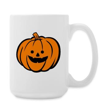 Grusel Kürbis Halloween Motiv - Große Tasse 440 ml - Weiß - Rechts