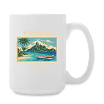 Polynesien Bora Bora Vintage Reisemarke - Große Tasse 440 ml - Weiß - Rechts