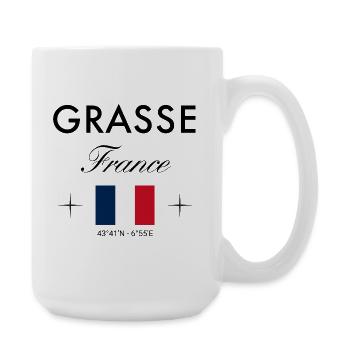 Grasse Frankreich Koordinaten Reise Souvenir - Große Tasse 440 ml - Weiß - Rechts