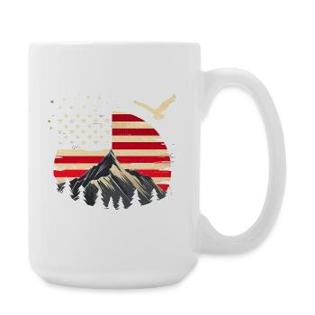 Hiking Patriotic Mountain Trail Backpacking Americ - Large Mug 440 ml - white - Right