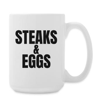 STEAK ET ŒUFS | T-shirt Carnivore | Petit-déjeuner de Ch - Grande tasse 440 ml - blanc - Droite