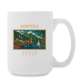 Dominica Roseau Vintage Reisemarke - Große Tasse 440 ml - Weiß - Rechts