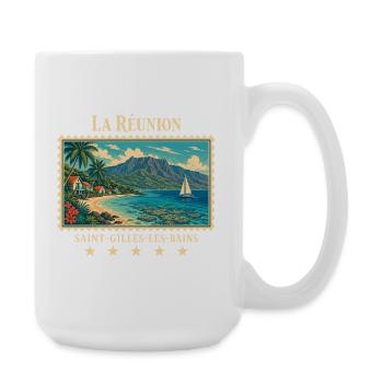 La Réunion Saint-Gilles Vintage Reisemarke - Große Tasse 440 ml - Weiß - Rechts