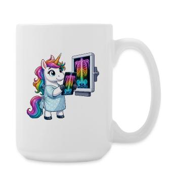 Regenbogen-Arztunicorn Diagnostik - Große Tasse 440 ml - Weiß - Rechts