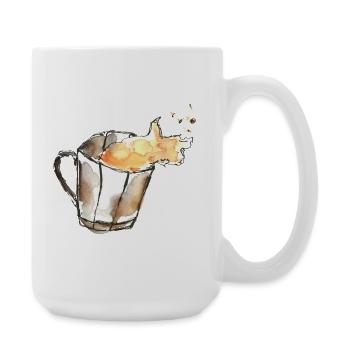 Coffee Cup Watercolor Fire - Large Mug 440 ml - white - Right
