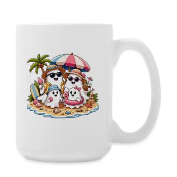 Sommer Geister am Strand - Große Tasse 440 ml - Weiß - Rechts
