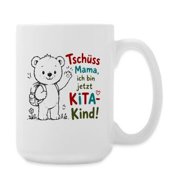 Kita Abschiedsbär mit Gruß - Große Tasse 440 ml - Weiß - Rechts
