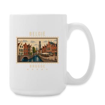 Belgien Brugge Vintage Reisemarke - Große Tasse 440 ml - Weiß - Rechts