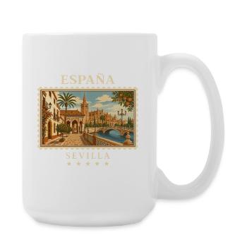 Spanien Sevilla Vintage Reisemarke - Große Tasse 440 ml - Weiß - Rechts