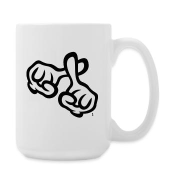 Fingerkreuz (Hände / Kreuz / Bibel / Religion, 2C) - Große Tasse 440 ml - Weiß - Rechts