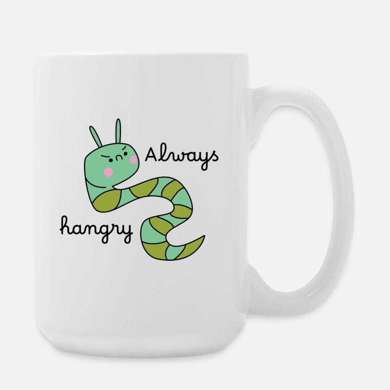 Grumpy Caterpillar – Lustige Cartoon-Raupe - Große Tasse 440 ml - Weiß