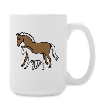 2 Mignon Chevaux Enfant Famille Maman Papa Maman Père - Grande tasse 440 ml - blanc - Droite